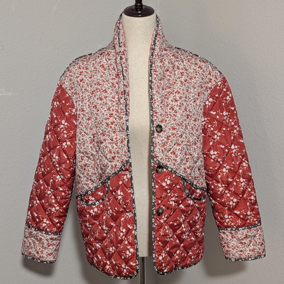 Patchwork Floral Quilted Jacket Cottagecore Shacket Oversized Xsmall - Picture 9 of 11